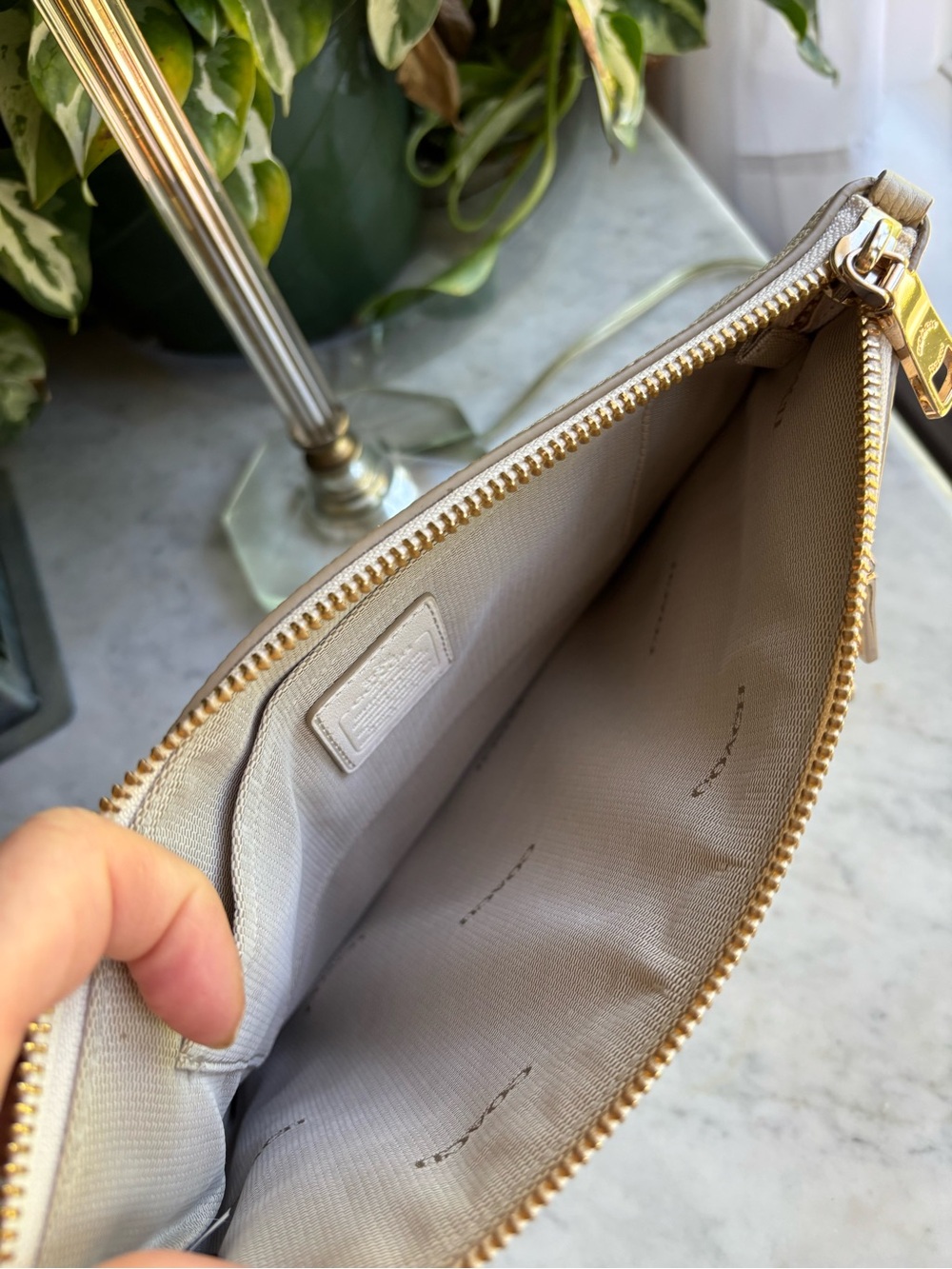 Coach Prairie Chalk Pebbled Leather Chain Clutch/Wristlet - Picture 6 of 10